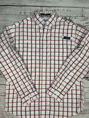 Columbia PFG Tamiami II long-sleeve button-down fishing shirt/White Plaid